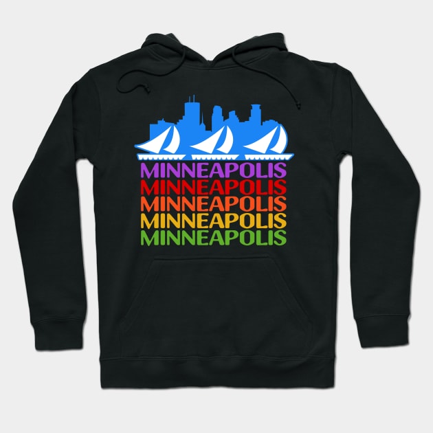 Minneapolis Rainbow Skyline Hoodie by nickbuccelli